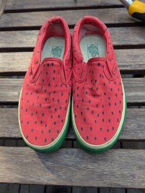 Vans 2009 Watermelon Slip-On Canvas Sneakers, Size US 7